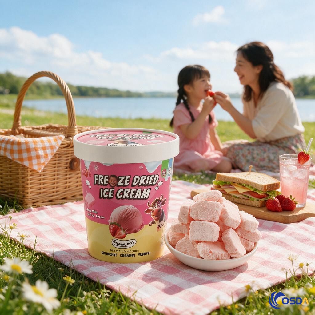 freeze dried strawberry ice cream