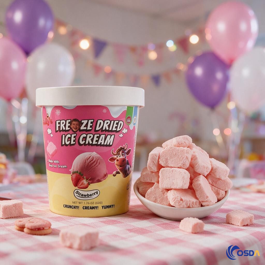 freeze dried strawberry ice cream